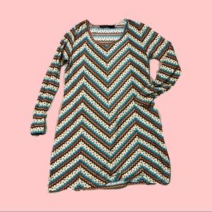 Aztec print short long sleeve dress/tunic top